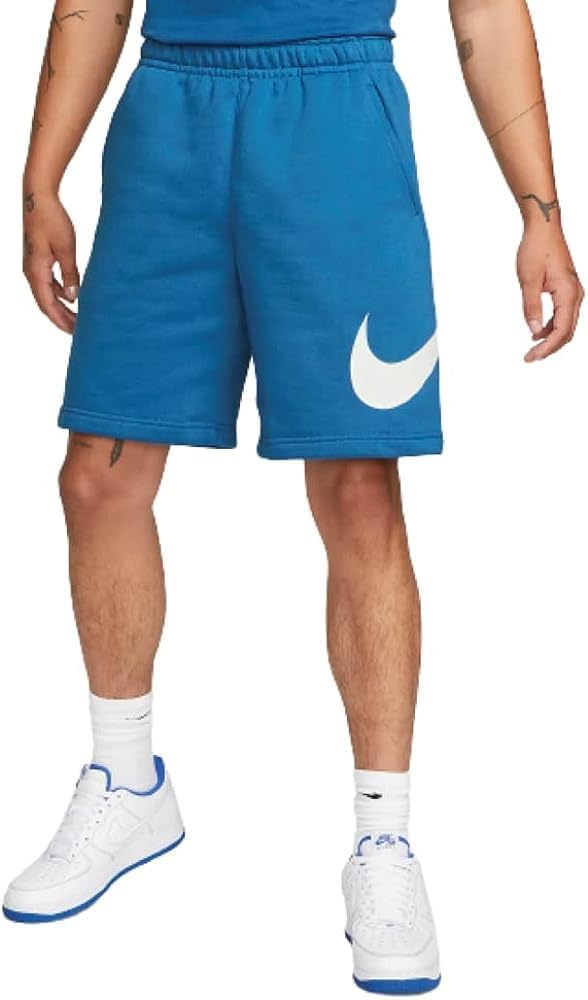 Nike Sportswear Club Men's Graphic Shorts (Dark Marina Blue/Dark Marina Blue, Regular Fit, Small)