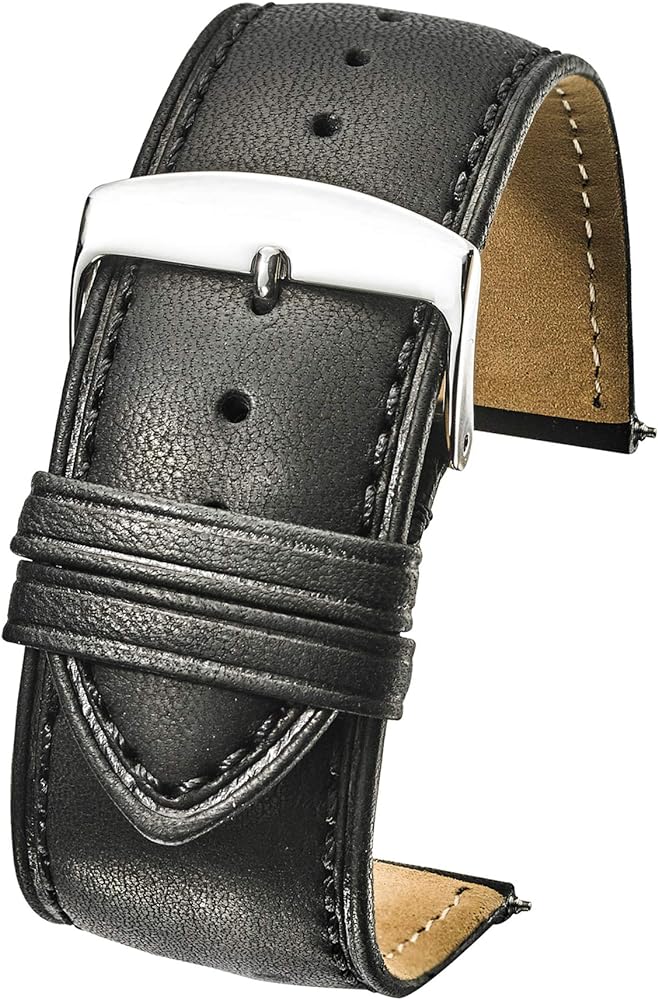 ALPINE Genuine leather watch band (fits wrist sizes 6-7 1/2 inch)- black, brown - 26mm, 28mm, 30mm