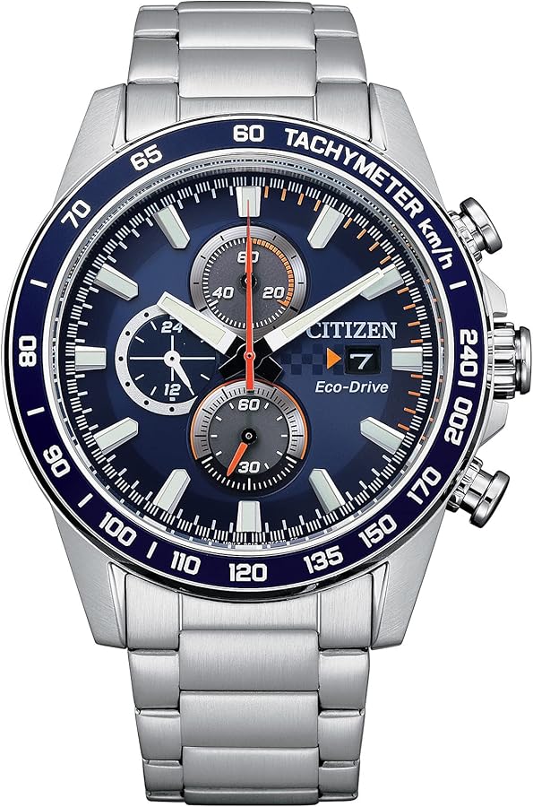 Citizen Men's Sport Casual Brycen Eco-Drive Chronograph Stainless Steel Watch, 12/24 Hour Time, Date, Tachymeter, 100 Meters Water Resistant, Spherical Mineral Crystal, Weekender