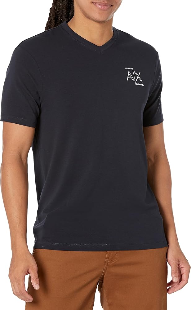 Armani Exchange Men's Slim Fit V Neck Stretch Cotton Jersey Logo Tee