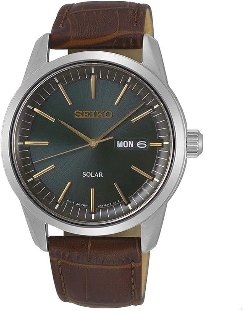 Seiko Dark Green Sunray Dial Solar Powered Men's Watch SNE529