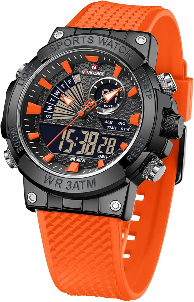 BY BENYAR Men's Analogue Digital Sports Watches Quartz Military Waterproof Multifunction Chronograph Silicone Band Watch