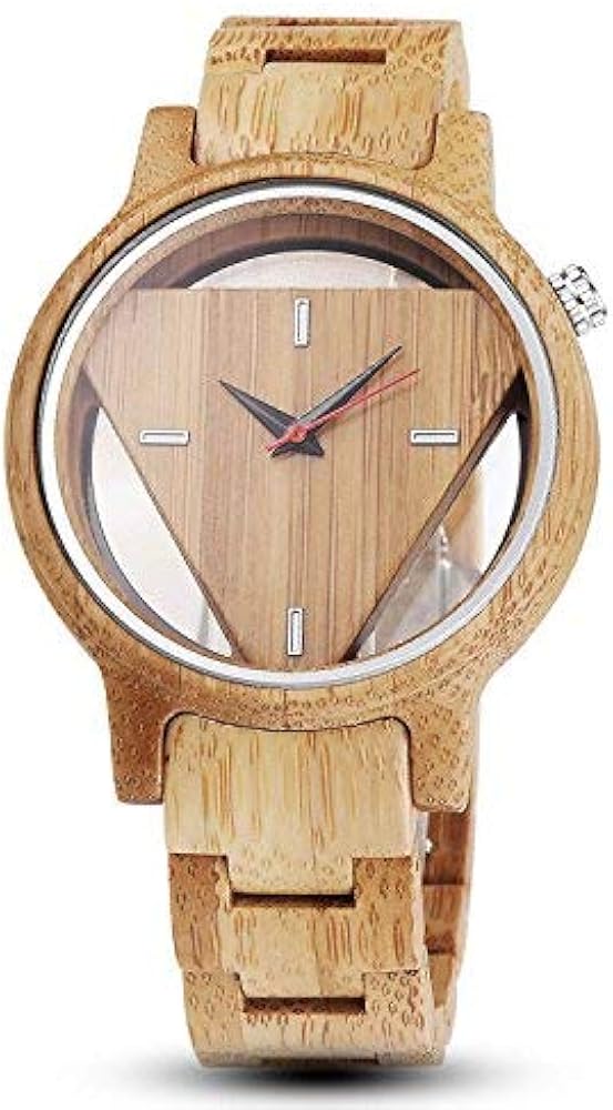 Men's Wooden Watches Inverted Triangle Wood Watch for Mens Minimalist Quartz Watch Birthday Gifts