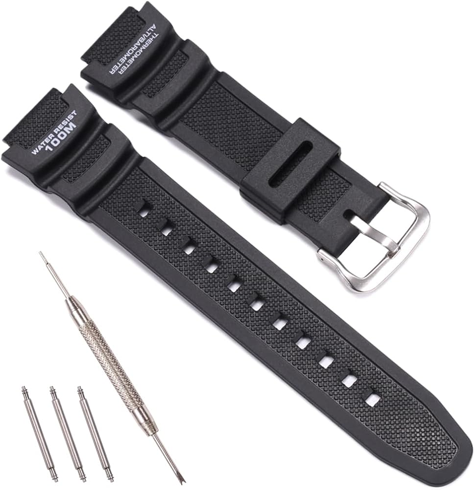 Resin Watch Band Compatible with Casio SGW 300 400 500 AE 1000 1200 Men's Waterproof Sport Rubber Replacement Strap 18mm Bracelet