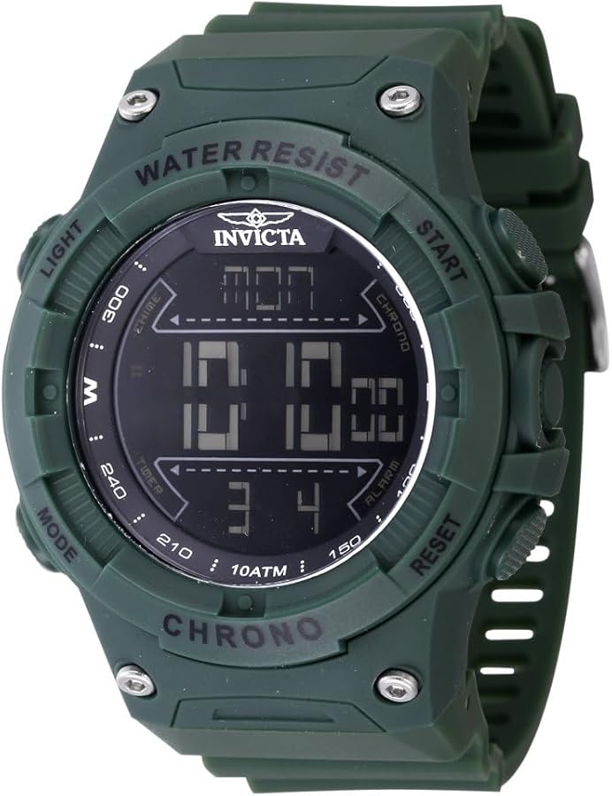 Invicta Racing Men 52mm Plastic Green Black dial Electronic Digital