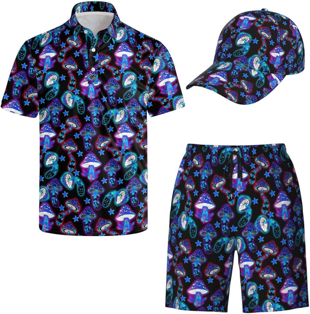 Golf Shirts Set For Men，Sunglass Rubber Duck 2 Piece Outfits For Men