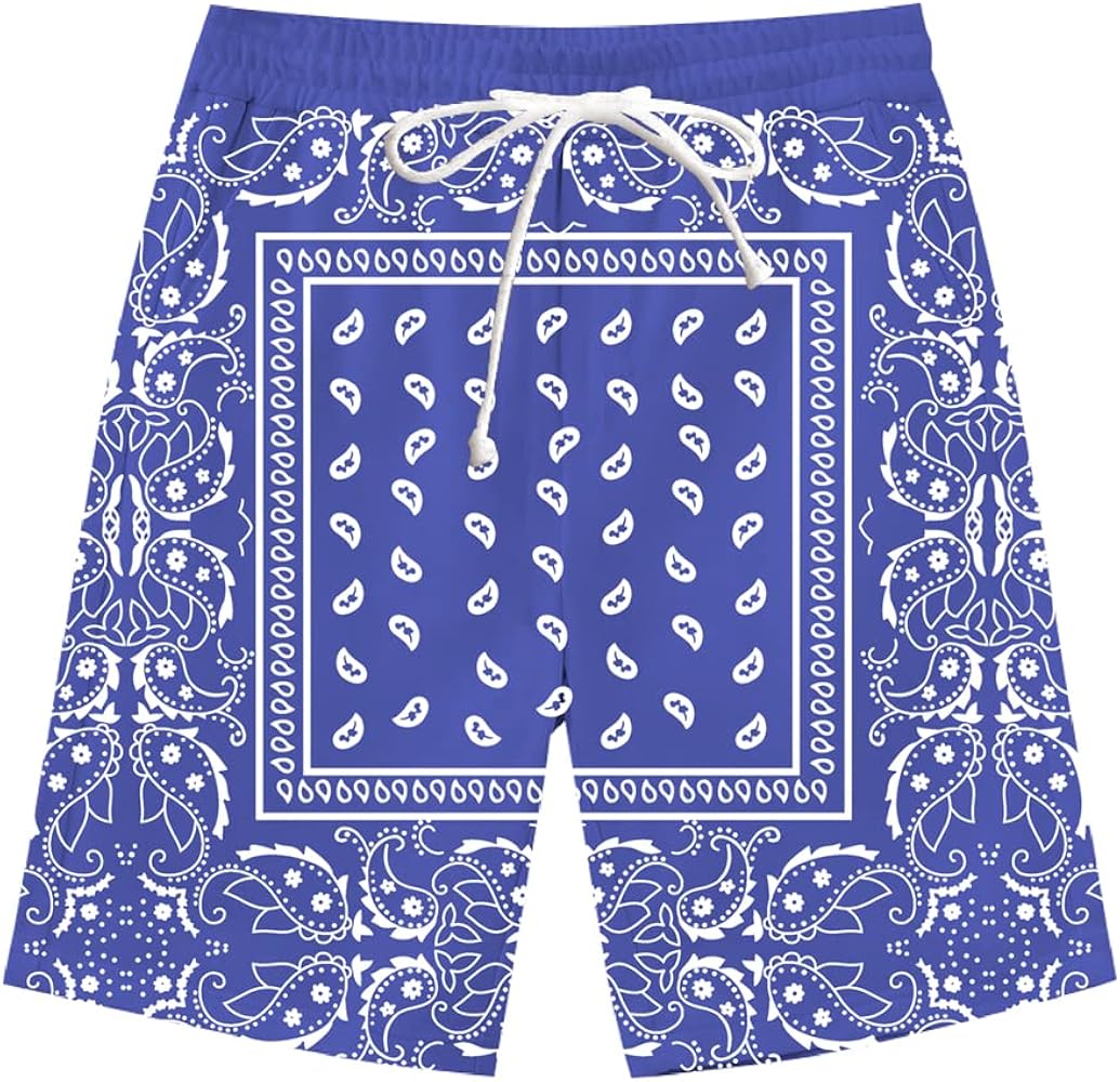 Blue Bandana Hoodies Shorts Т-Shirts for Men Red Black Purple Hip Hop Joggers Pants Green Clothing Bandanas Jackets Women(Blue shorts,3XL)