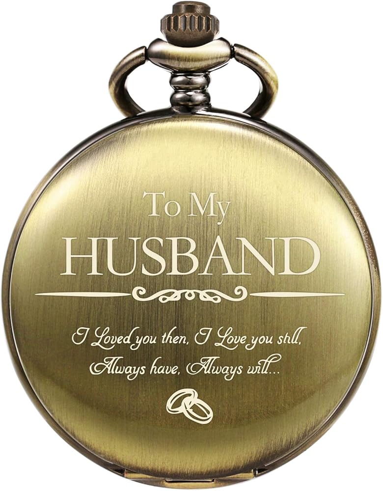 Pocket Watch for Him Men Husband | Engraved to My Husband Pocket Watch I Love You for Husband for Birthday Valentines Wedding