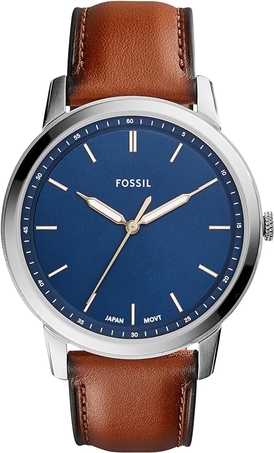 Fossil Minimalist Men's Watch with Leather or Stainless Steel Band, Chronograph or Analog Watch Display with Slim Case Design