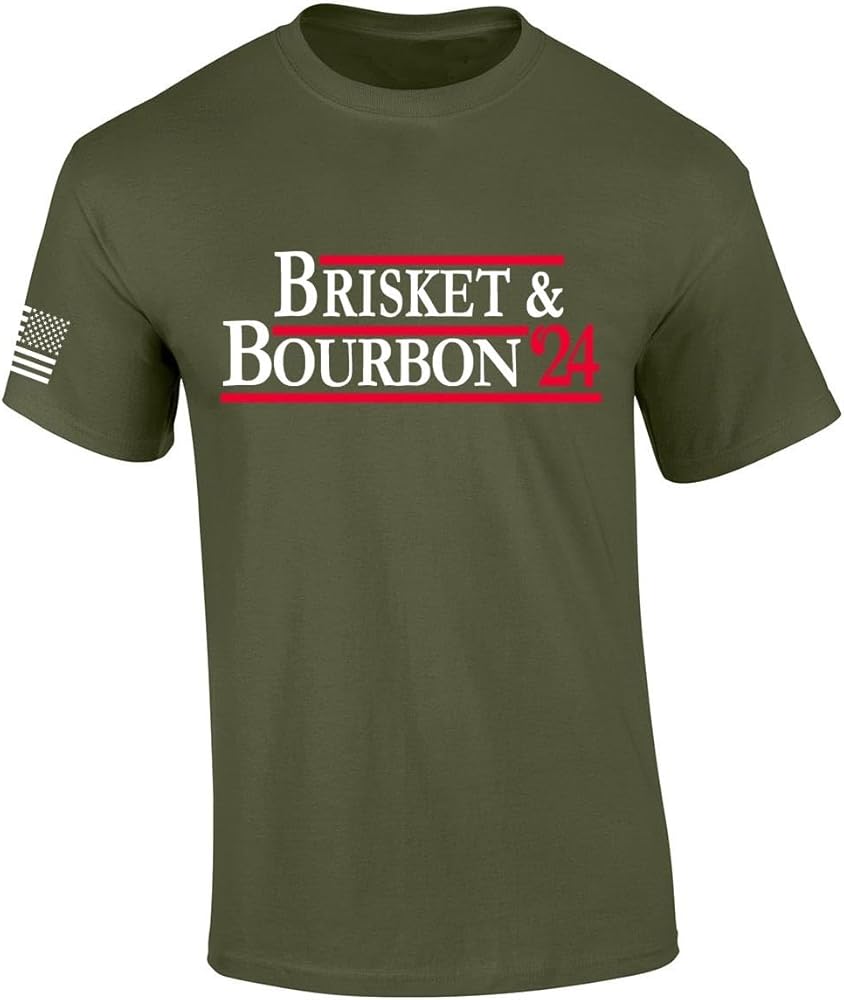 Mens Funny Tshirt Brisket & Bourbon 2024 Short Sleeve T-Shirt