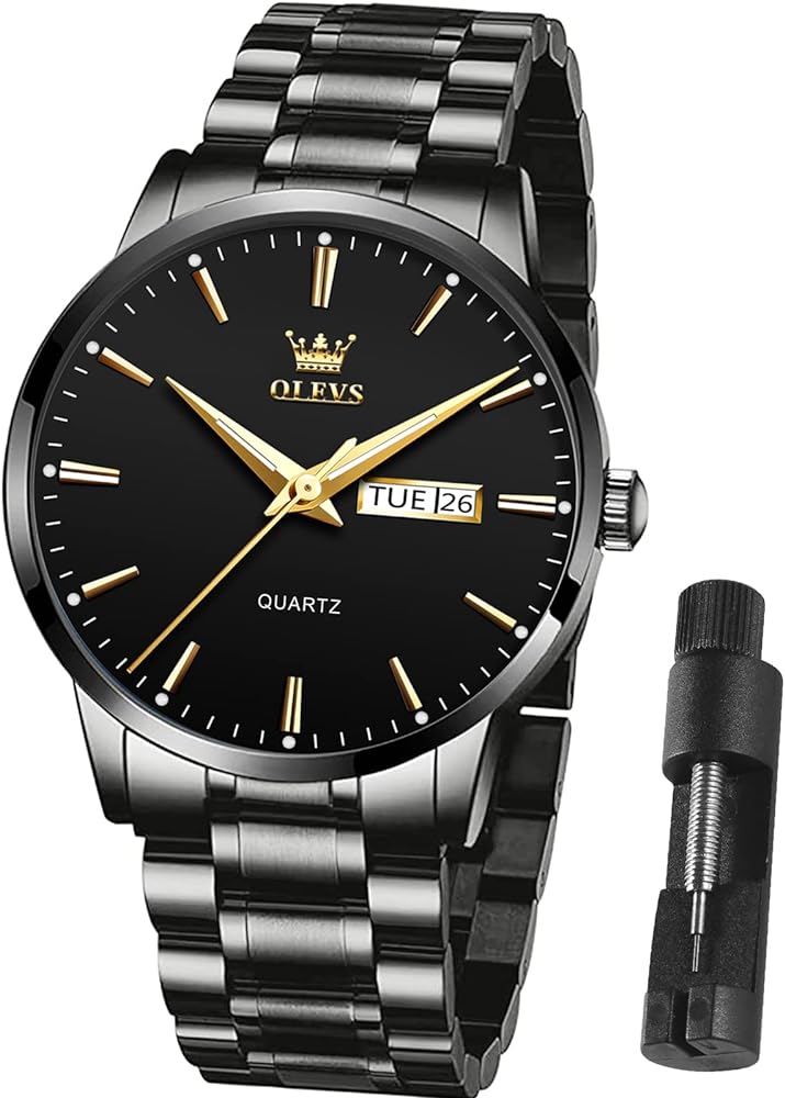 OLEVS Mens Gold Watches Waterproof Stainless Steel Lightweight Watch with Date Classic Luxury Dress Watch for Men Gold White Blue Green Dial