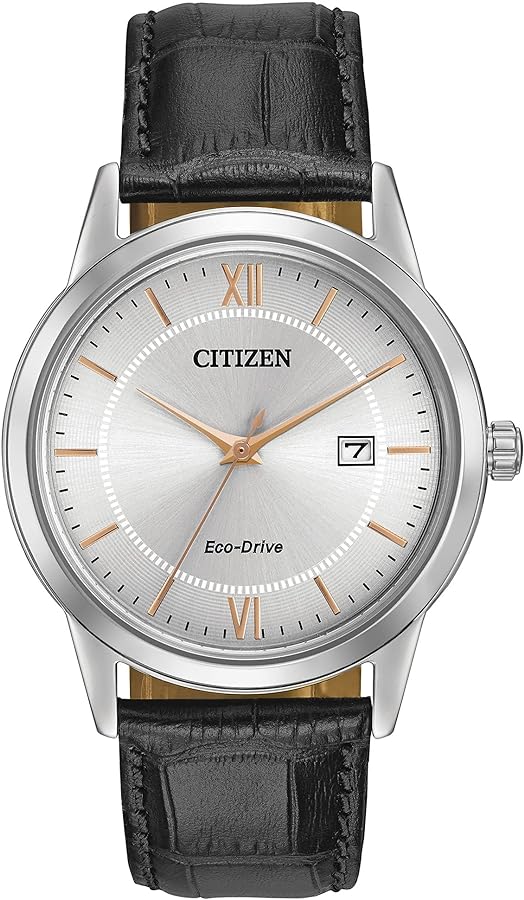 Citizen Men's Classic Eco-Drive Leather Strap Watch, 3-Hand Date