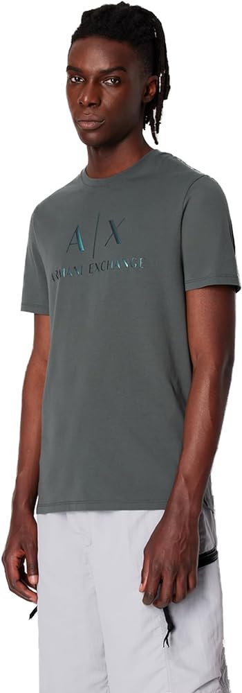 Armani Exchange Men's Slim Fit Cotton Jersey Gradient Colored Classic Ax Logo Tee