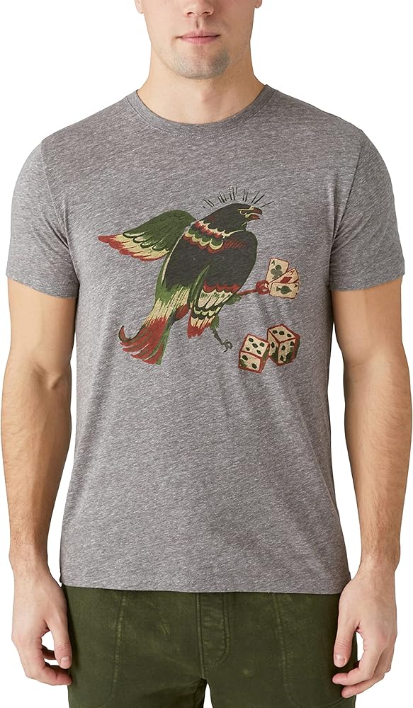 Lucky Brand Men's Short Sleeve Gambling Bird Graphic Tee