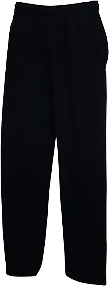 Fruit Of The Loom Mens Open Hem Jog Pants/Jogging Bottoms (M) (Black)