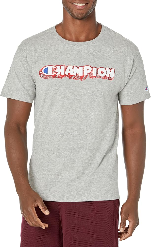 Champion mens Classic T Shirt, Chubby Block Script