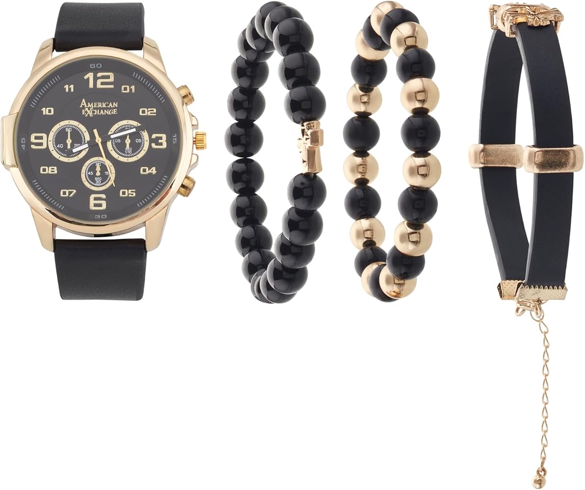 American Exchange Men's Watch & Assorted Stackable Bracelets