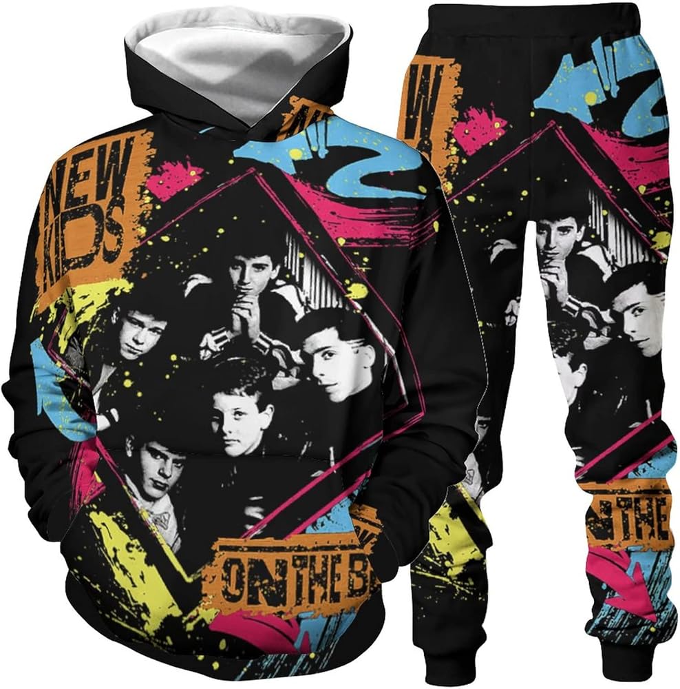 New-Kids On The-Block 3D Hoodie And Sweatpants Suit Casual Sweatshirts Sets for Men Women