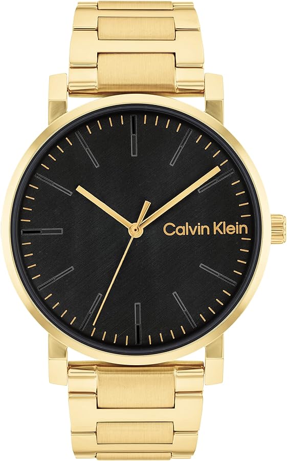 Calvin Klein Slate Men's Ionic Plated Thin Gold Steel Case Quartz Watch with Ionic Plated Thin Gold Steel Bracelet (Model: 25200257)