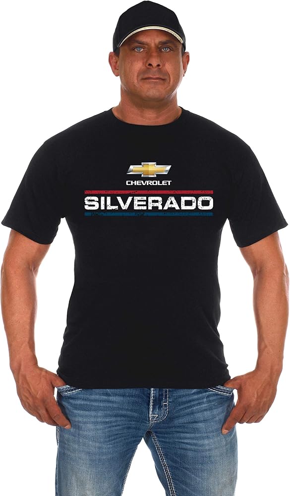 JH DESIGN GROUP Men's Chevy Silverado Distressed Red White & Blue Logo T-Shirt