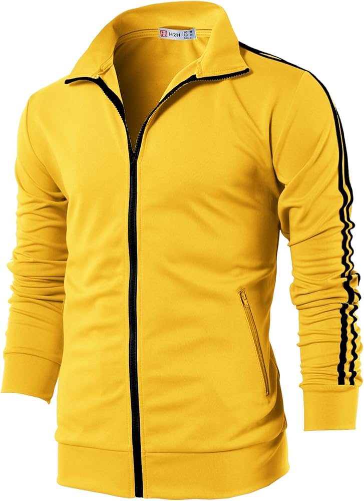 H2H Mens Active Slim Fit Track Lightweight Jacket Zip-up Long Sleeve