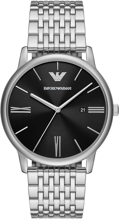 Emporio Armani Men's Three-Hand Date Silver Stainless Steel Bracelet Watch (Model: AR11600)