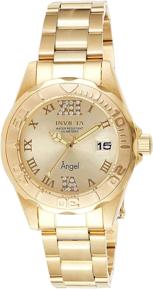 Invicta Women's Angel Analog Display Quartz Watch Stainless-Steel Strap, Gold/Silver, 18, (Model: 14396, 14397)