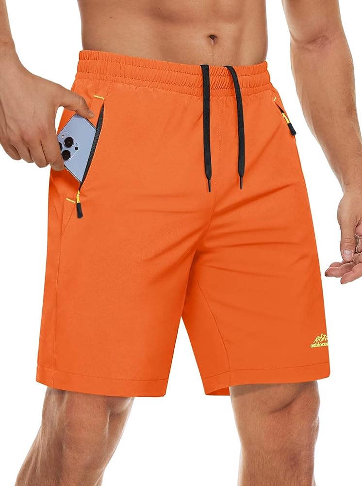 MAGCOMSEN Men's Hiking Shorts 9" Quick Dry Athletic Shorts with Zipper Pockets for Gym, Workout, Basketball, Running