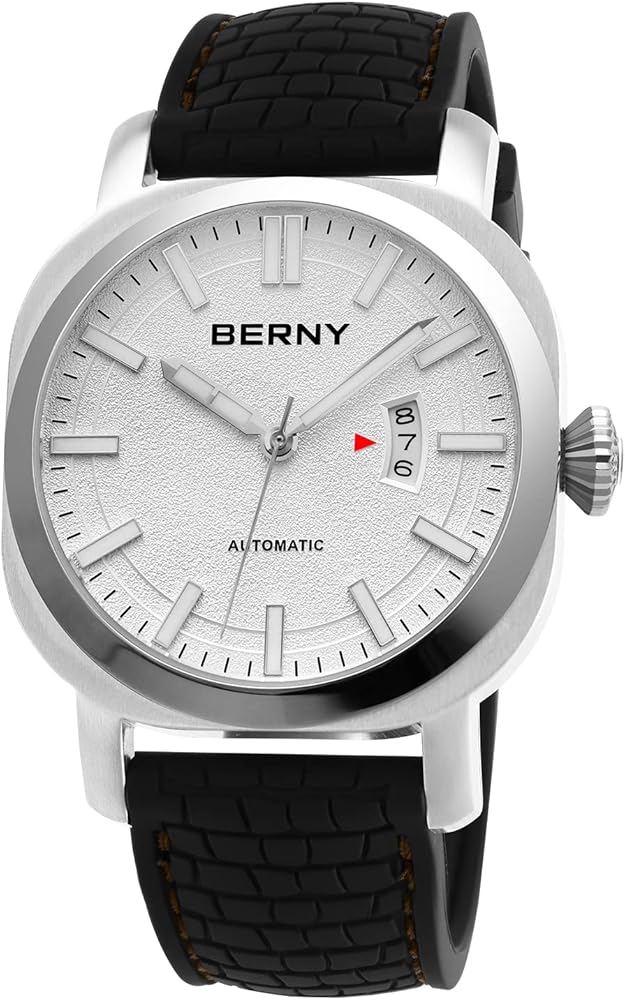 BERNY Men's Japanese Automatic Mechanical Watch, Self Winding Watches, 10ATM Waterproof, Sapphire Glass, Scratch Resistant HV800 Hardness Case, Super Luminous with Date (No Battery Required)