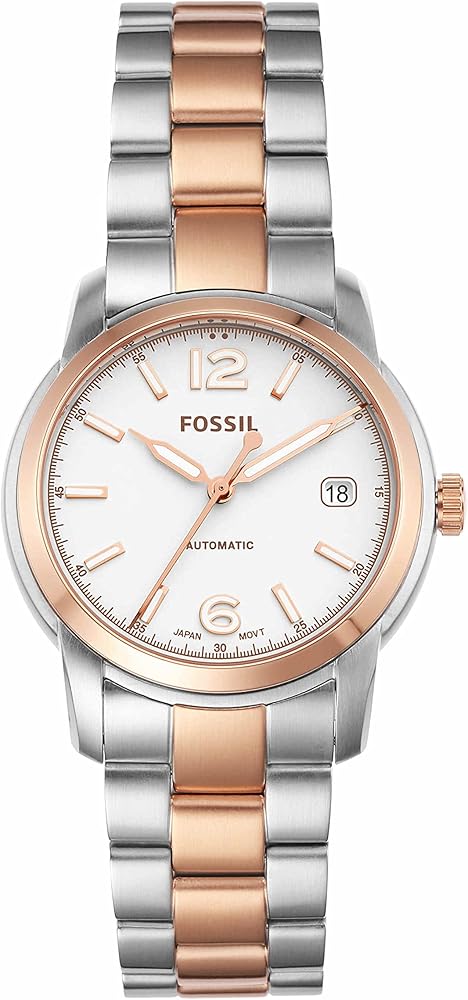 Fossil Heritage Automatic Silver Dial Two-Tone Unisex Watch ME3227