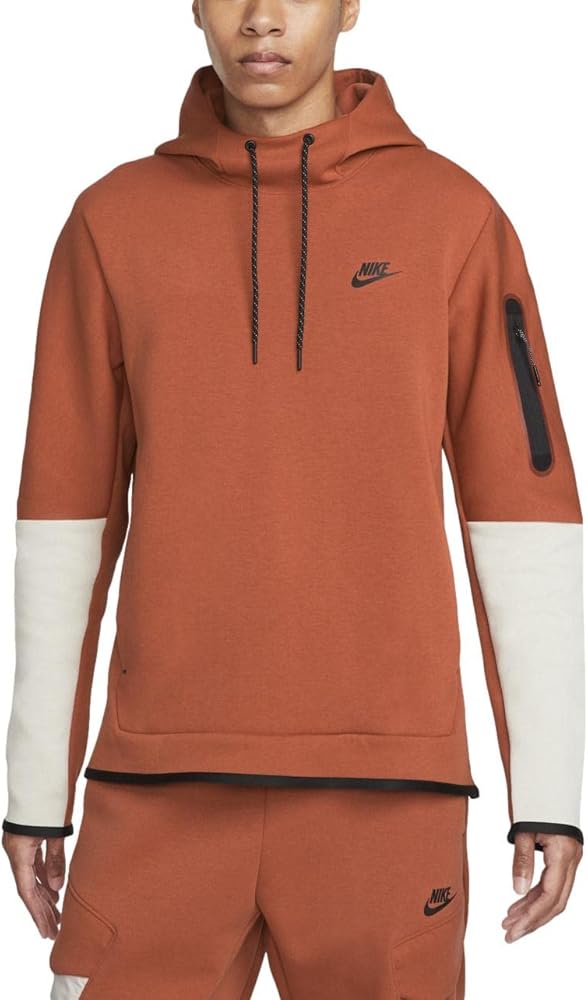 Nike Men's Sportswear Tech Fleece Pullover Hoodie (XX-Large, Burnt Sunrise/Light Bone/Black)