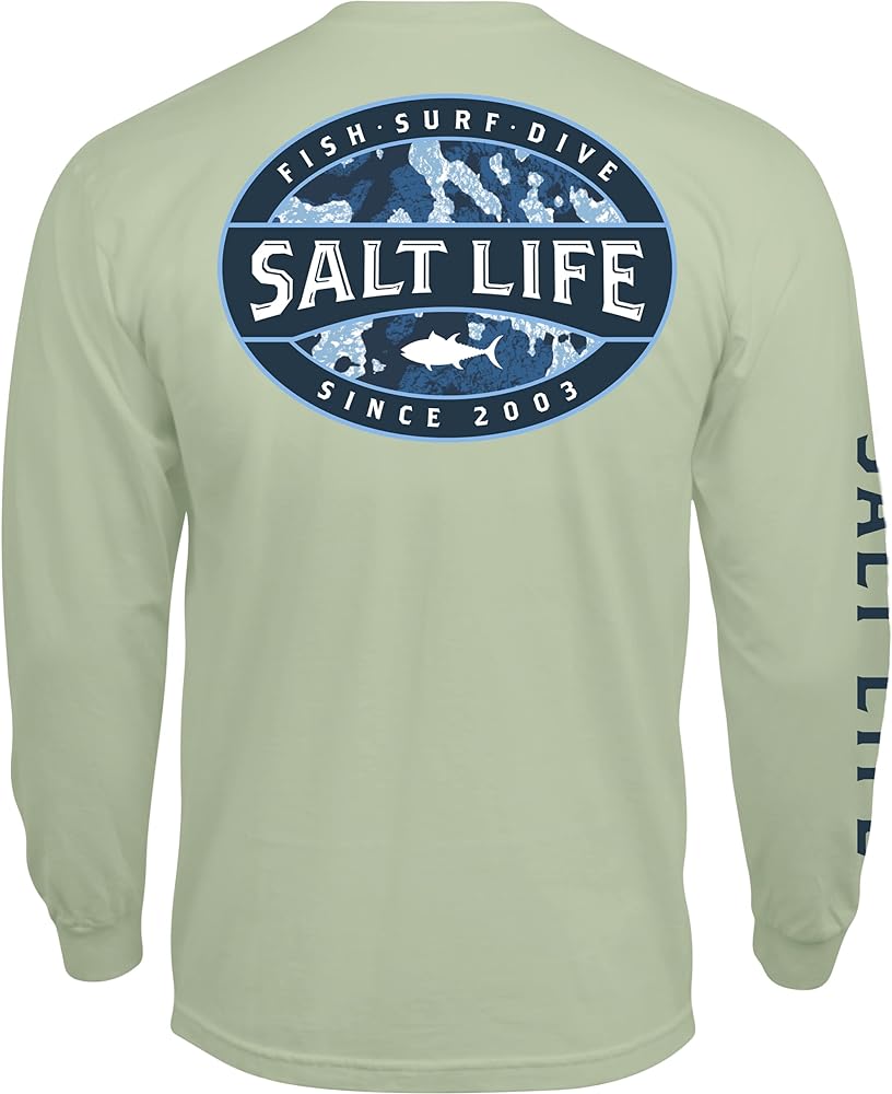 Salt Life men's Atlas Badge Long Sleeve Crew Neck Tee