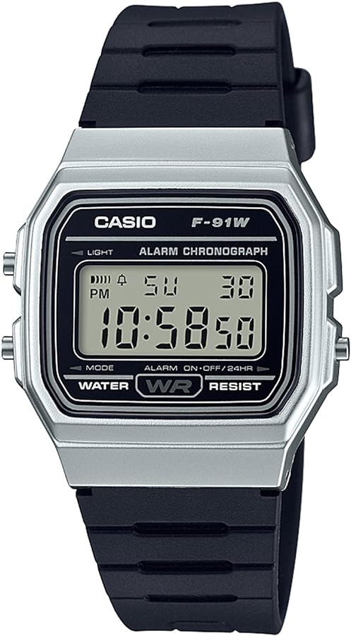 Casio Men's 'Vintage' Quartz Metal and Resin Casual Watch, Color:Black (Model: F-91WM-7ACF)