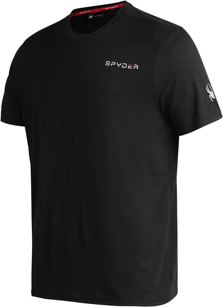 Spyder Men's Active Shirt - Fitted Short Sleeve Crewneck Performance Training Shirt - Dry Fit Workout Shirt for Men (S-XL)