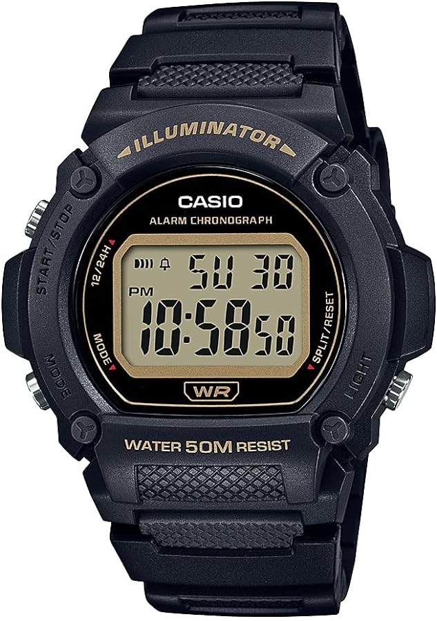 Casio Men's Quartz Sport Watch with Resin Strap, Other, 15 (Model: W219H-1A2V), Black