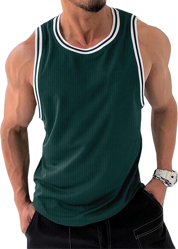 SOLY HUX Men's Summer Tank Tops Casual Round Neck Sleeveless Shirts for Men