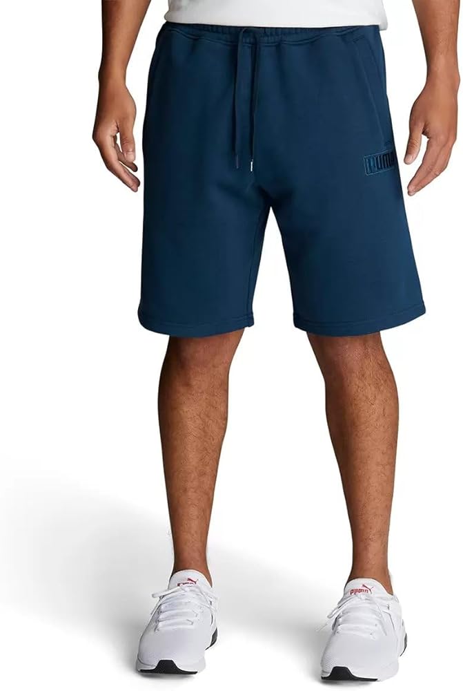 PUMA Men's Embossed Logo Fleece Short (as1, Alpha, x_l, Regular, Regular, Blue)