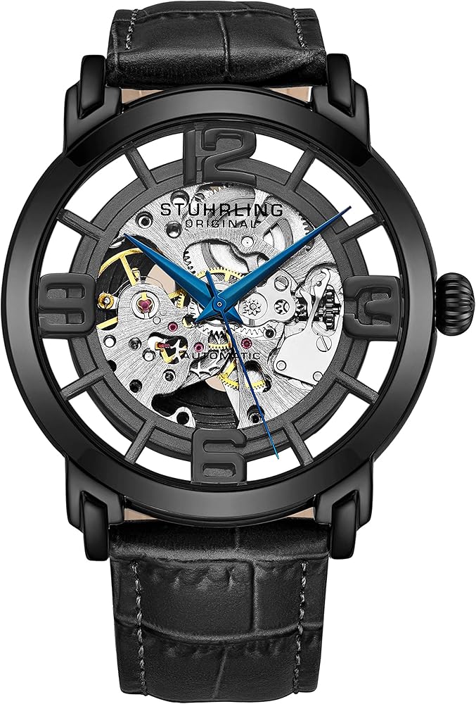 Stuhrling Original Skeleton Watches for Men - Mens Automatic Watch Self Winding Mens Dress Watch - Mens Winchester 44 Elite Watch Mechanical Watch for Men