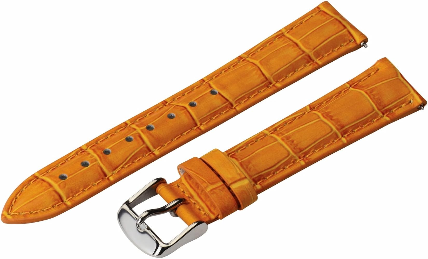 Clockwork Synergy - 2 Piece Classic Croco Grain Ss Leather Watch Band Straps - Orange - 26mm for Men Women