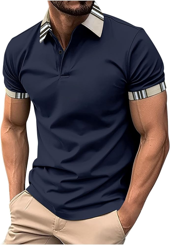 Muscularfit Men Polo Shirts Lightweight Short Sleeve Solid Henley Shirt Loose Fit Athletic T-Shirts Summer Clothes 2024