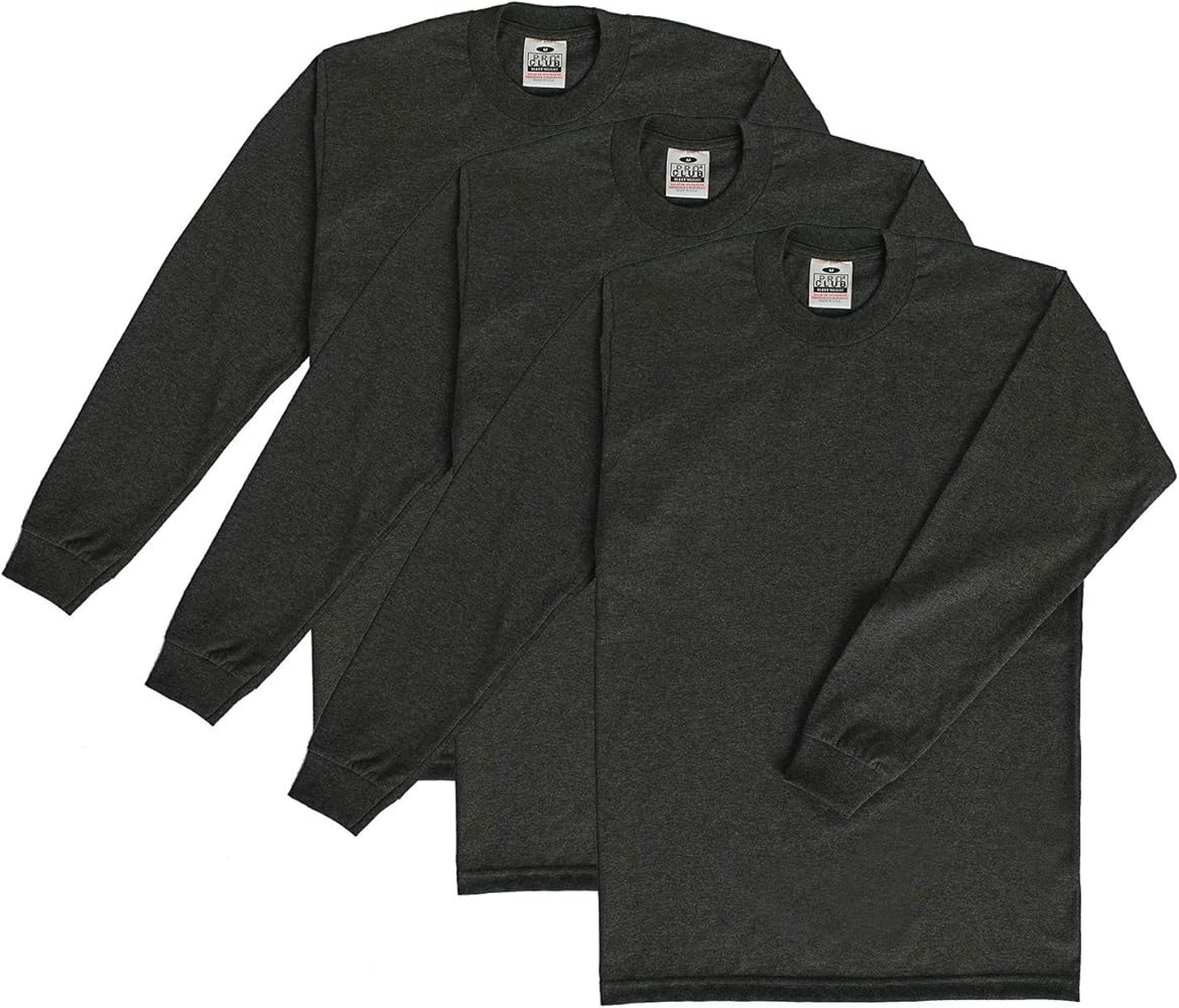 Pro Club Men's 3-Pack Heavyweight Cotton Long Sleeve Crew Neck T-Shirt