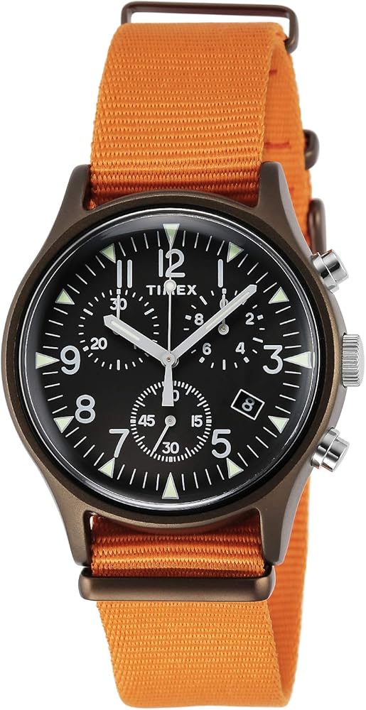 Timex MK1 Aluminum Chronograph 40 mm Orange Strap Watch TW2T10600