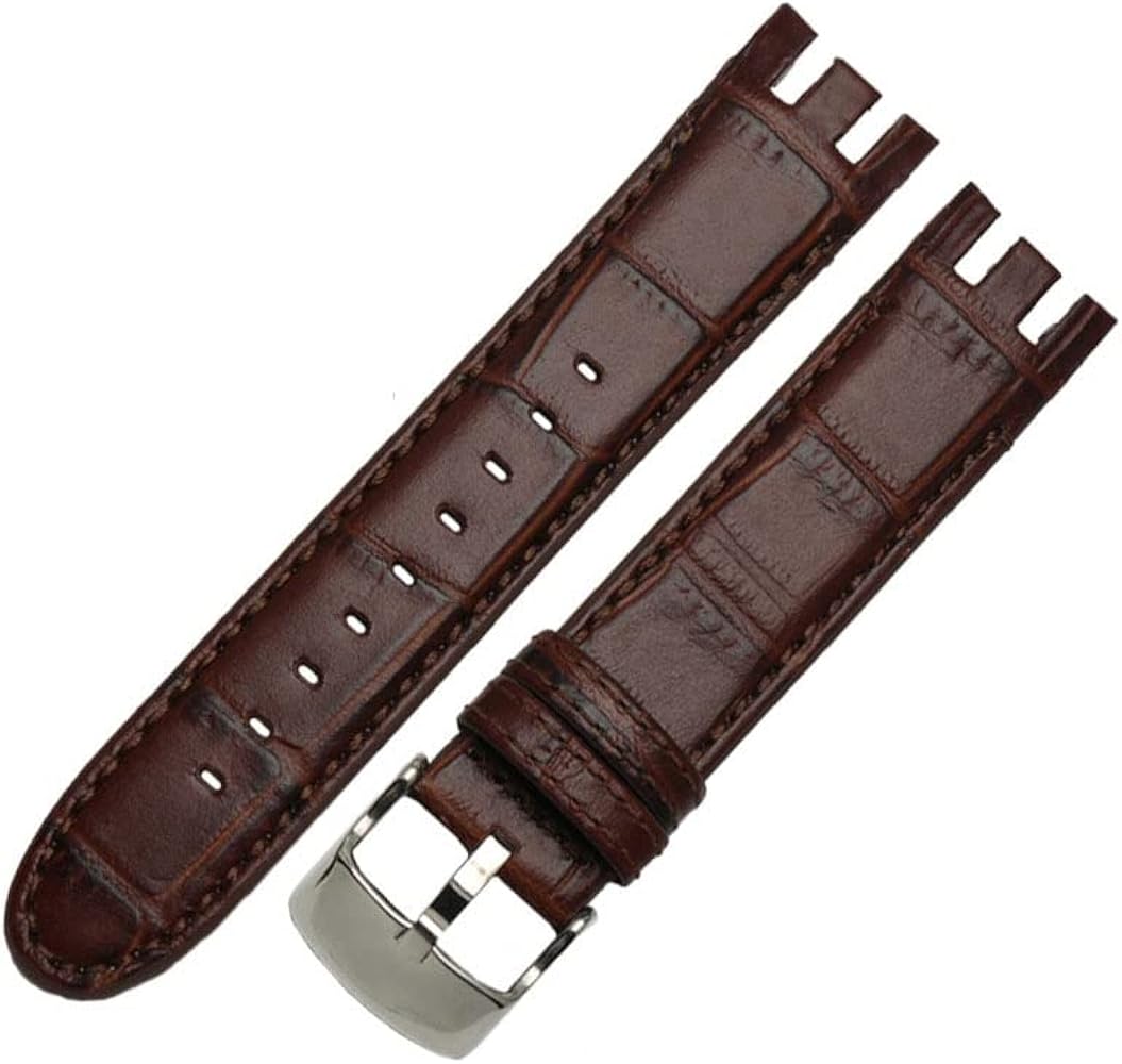 Genuine Leather Watch Bracelet For Swatch YRS403 412 402G watch band 21mm watchband men curved end watches strap