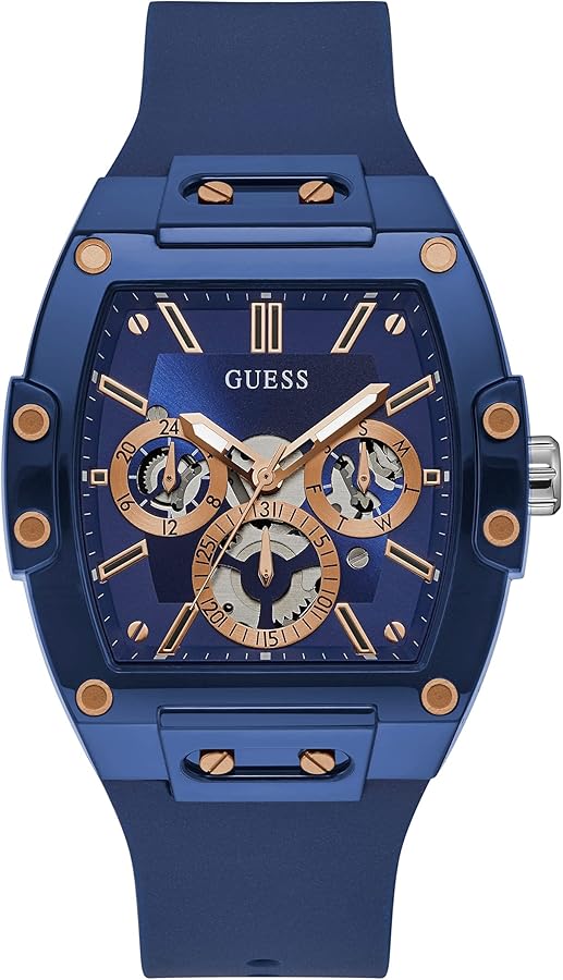 GUESS Men Analog Quartz Watch with Silicone Strap GW0203G7