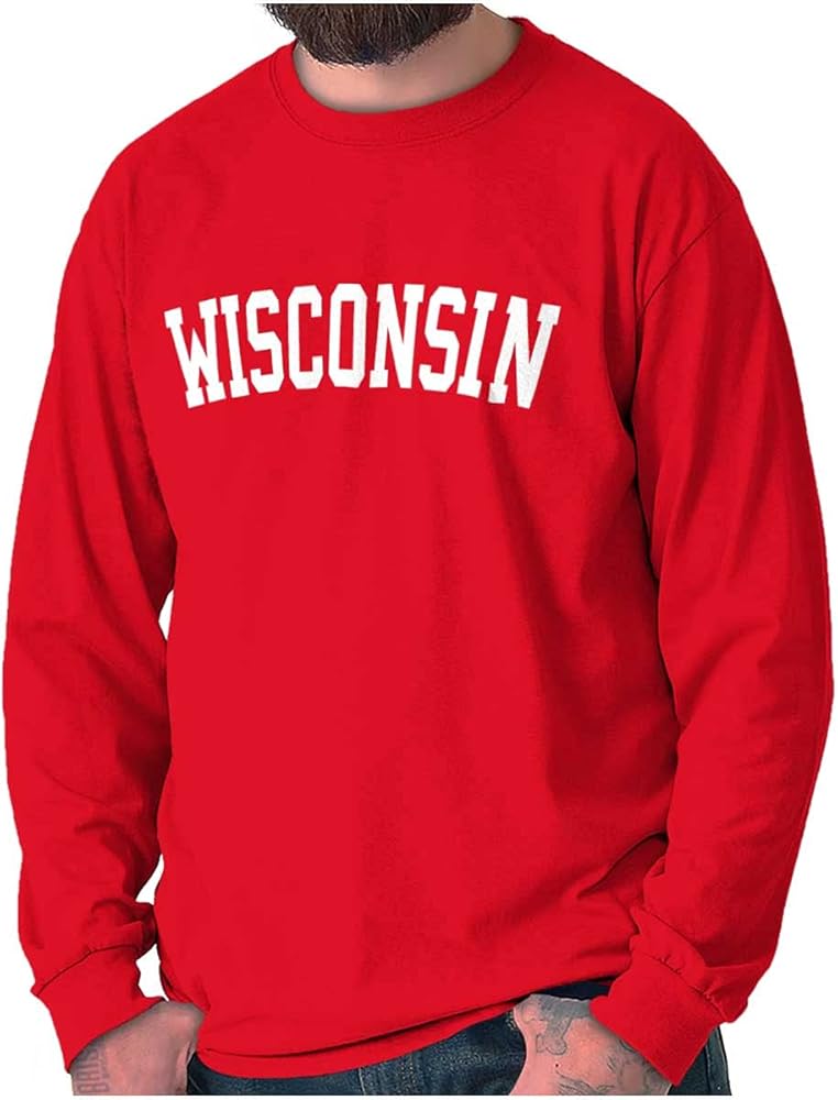 Wisconsin Simple Traditional Classic Long Sleeve Tshirt Men Women