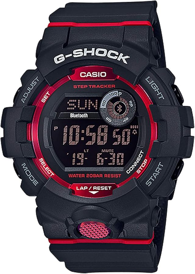 Casio G-Shock Men's GBD800-1 Bluetooth G-Squad Digital Watch, Black/Red (BLKRED/1), One Size