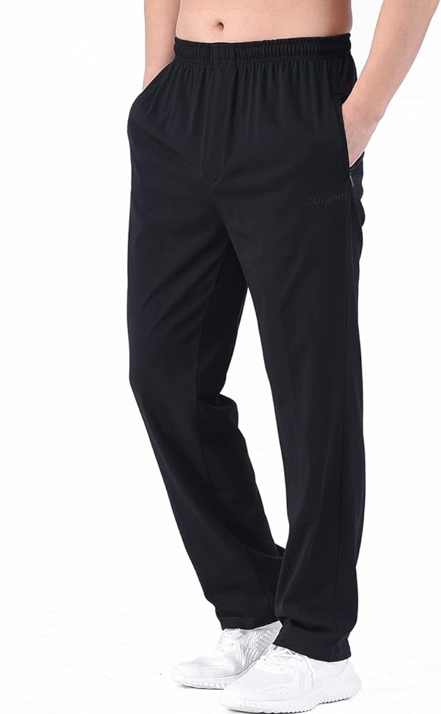 Men's Front Zip Open-Bottom Sports Pants Sweatpants Trousers