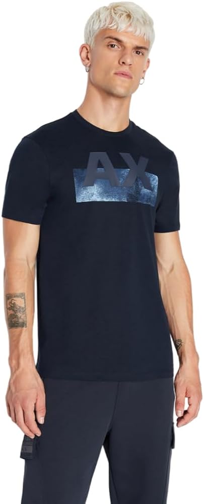 Armani Exchange Men's Regular Fit Crew Neck Cotton Jersey Ax Block Letter Tee