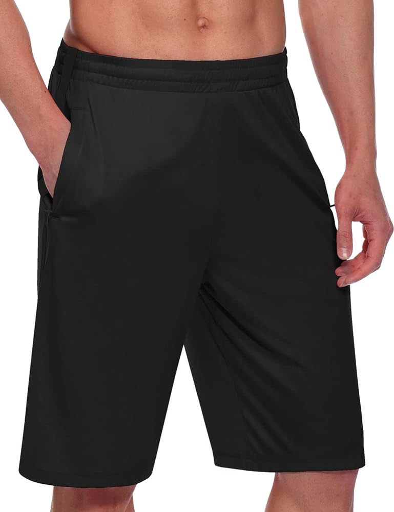 BALEAF Men's Basketball Shorts Long with Zipper Pockets Quick Dry Workout Training Drawstrings 11"