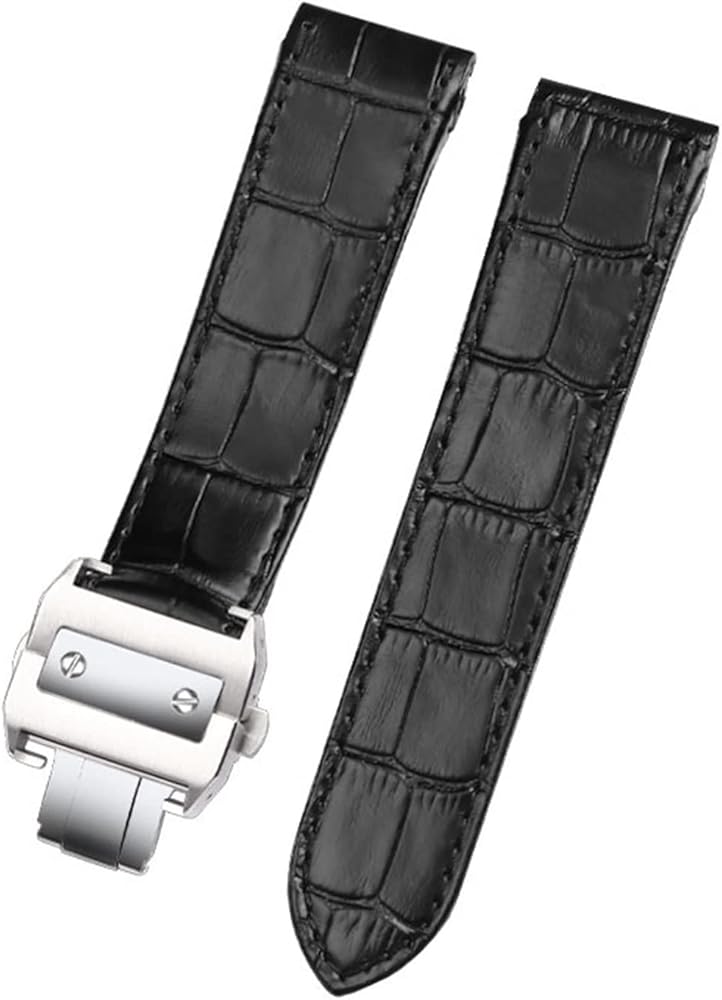 CZKE Genuine Leather watch strap For cartier Santos Santos 100 men and women leather Watchband 20mm 23mm